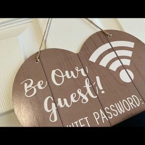 Wi-Fi password wall art with white chalk